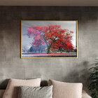 Quadro Decorativo Paisagem Arvore Vermelha Com Moldura E Vidr