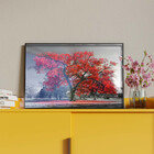 Quadro Decorativo Paisagem Arvore Vermelha Com Moldura E Vidr