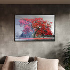 Quadro Decorativo Paisagem Arvore Vermelha Com Moldura E Vidr