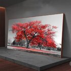 Quadro Decorativo Paisagem Árvore Vermelha Com Moldura Marrom