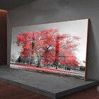 Quadro Decorativo Paisagem Árvore Vermelha Com Moldura Marrom