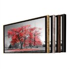 Quadro Decorativo Paisagem Árvore Vermelha Com Moldura Prata