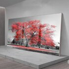 Quadro Decorativo Paisagem Árvore Vermelha Com Moldura Prata