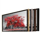 Quadro Decorativo Paisagem Árvore Vermelha Com Moldura Preto