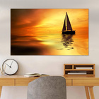 Quadro Decorativo Paisagem Barco Velejando No Mar Fim De Dia