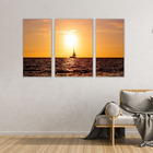Quadro Decorativo Paisagem Barco Velejando No Mar Fim De Dia