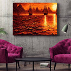 Quadro Decorativo Paisagem Barcos À Deriva - 200x120 Cm