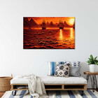 Quadro Decorativo Paisagem Barcos À Deriva - 90x60 Cm