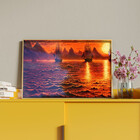 Quadro Decorativo Paisagem Barcos À Deriva Com Moldura E Vidr