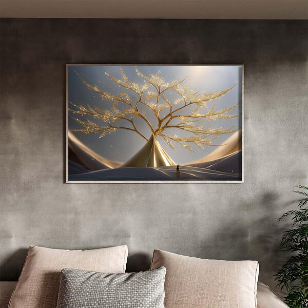 Quadro Decorativo Paisagem Beleza Efêmera Com Moldura Prata -