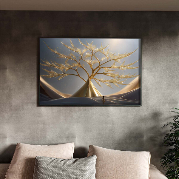 Quadro Decorativo Paisagem Beleza Efêmera Com Moldura Preto -