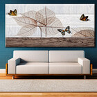 Quadro Decorativo Paisagem Borboletas Lineares - 100x70 Cm