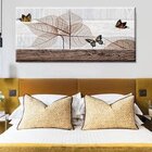 Quadro Decorativo Paisagem Borboletas Lineares - 150x100 Cm