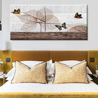 Quadro Decorativo Paisagem Borboletas Lineares - 90x60 Cm