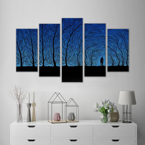 Quadro Decorativo Paisagem Bosque Misterioso Varias Peças