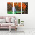 Quadro Decorativo Paisagem Cachoeira Com Arvore 3 Peças
