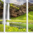 Quadro Decorativo Paisagem Cachoeira Com Rio 3 Peças M3