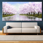 Quadro Decorativo Paisagem Caminho Entre Cerejeiras - 150x80