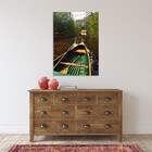 Quadro Decorativo Paisagem Canoa Em Riacho Verde - 150x100 Cm
