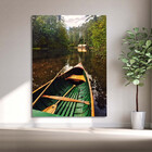 Quadro Decorativo Paisagem Canoa Em Riacho Verde - 180x135 Cm