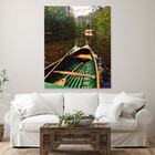 Quadro Decorativo Paisagem Canoa Em Riacho Verde - 180x135 Cm