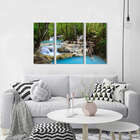 Quadro Decorativo Paisagem Cascata Na Floresta 3 Peças M2