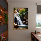 Quadro Decorativo Paisagem Cascating Com Moldura Dourada - 20