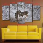 Quadro Decorativo Paisagem Cervos 5 Peças Para Sala M9