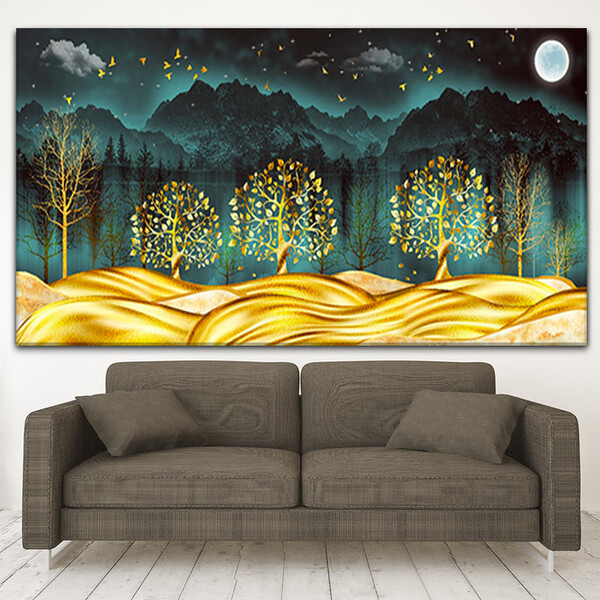 Quadro Decorativo Paisagem Colinas Brilhantes - 90x60 Cm