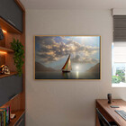 Quadro Decorativo Paisagem Destino Oceânico Com Moldura Doura