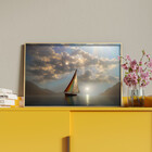 Quadro Decorativo Paisagem Destino Oceânico Com Moldura Doura