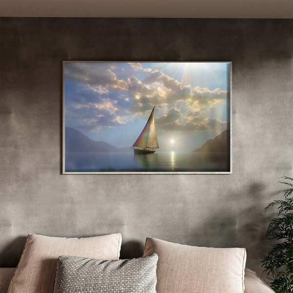 Quadro Decorativo Paisagem Destino Oceânico Com Moldura E Vid