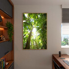 Quadro Decorativo Paisagem Floresta Tropical Com Moldura Dour