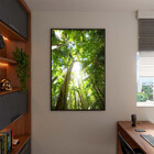 Quadro Decorativo Paisagem Floresta Tropical Com Moldura Pret