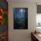 Quadro Decorativo Paisagem Folhagem Sol Com Moldura E Vidro D