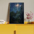 Quadro Decorativo Paisagem Folhagem Sol Com Moldura E Vidro P