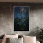 Quadro Decorativo Paisagem Folhagem Sol Com Moldura E Vidro P