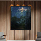 Quadro Decorativo Paisagem Folhagem Sol Com Moldura E Vidro P