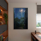 Quadro Decorativo Paisagem Folhagem Sol Com Moldura E Vidro P