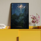 Quadro Decorativo Paisagem Folhagem Sol Com Moldura E Vidro P