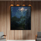 Quadro Decorativo Paisagem Folhagem Sol Com Moldura E Vidro P