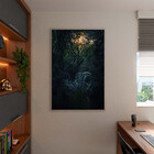 Quadro Decorativo Paisagem Folhagem Sol Com Moldura Prata - 1