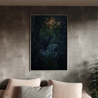 Quadro Decorativo Paisagem Folhagem Sol Com Moldura Prata - 9