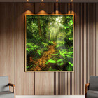 Quadro Decorativo Paisagem Forest Trail Com Moldura Dourada -