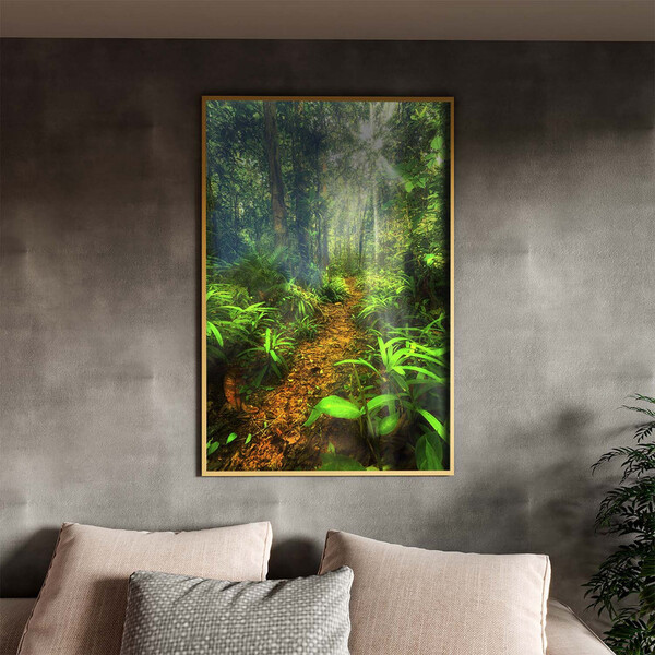 Quadro Decorativo Paisagem Forest Trail Com Moldura E Vidro D