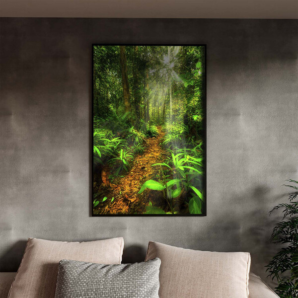 Quadro Decorativo Paisagem Forest Trail Com Moldura Preto - 1