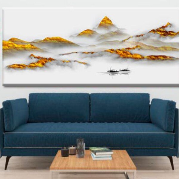 Quadro Decorativo Paisagem Gold Through The Fog - 150x100 Cm