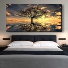 Quadro Decorativo Paisagem Grande Árvore Da Vida Com Moldura