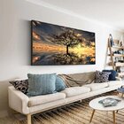Quadro Decorativo Paisagem Grande Árvore Da Vida Com Moldura
