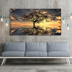 Quadro Decorativo Paisagem Grande Árvore Da Vida Com Moldura